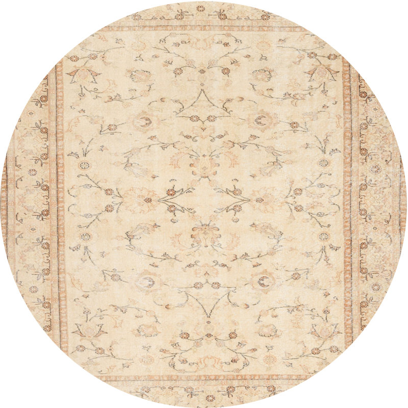Tapis beige contemporain, Rond 6 pi x 6 pi