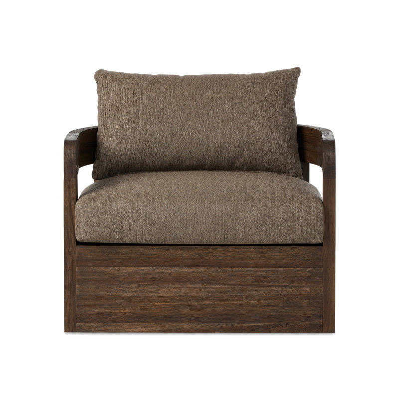 Jackson Outdoor Metal Swivel Chair-Bronze, Stained Saddle Brown, Ellor Brown