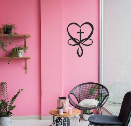 Heart Cross Wall Décor, 18" H x 13.5" W x 0.06" D