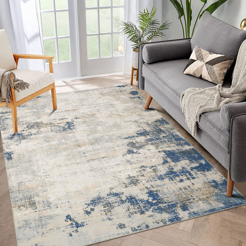 Modern Machine Washable Area Rug Abstract Non Slip Rugs for Living Room Bedrooms Foldable Rugs for Playroom Office Kitchen Rugs