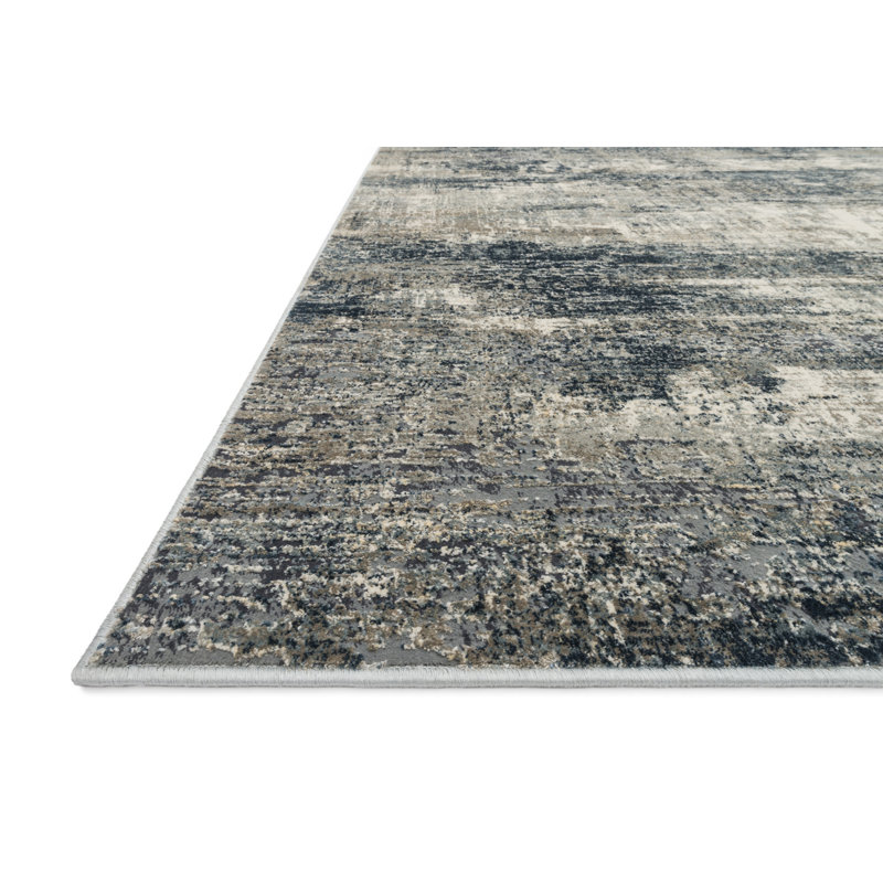 Aiken Abstract Ocean/Gray Area Rug, Rectangle 2'7" x 4'