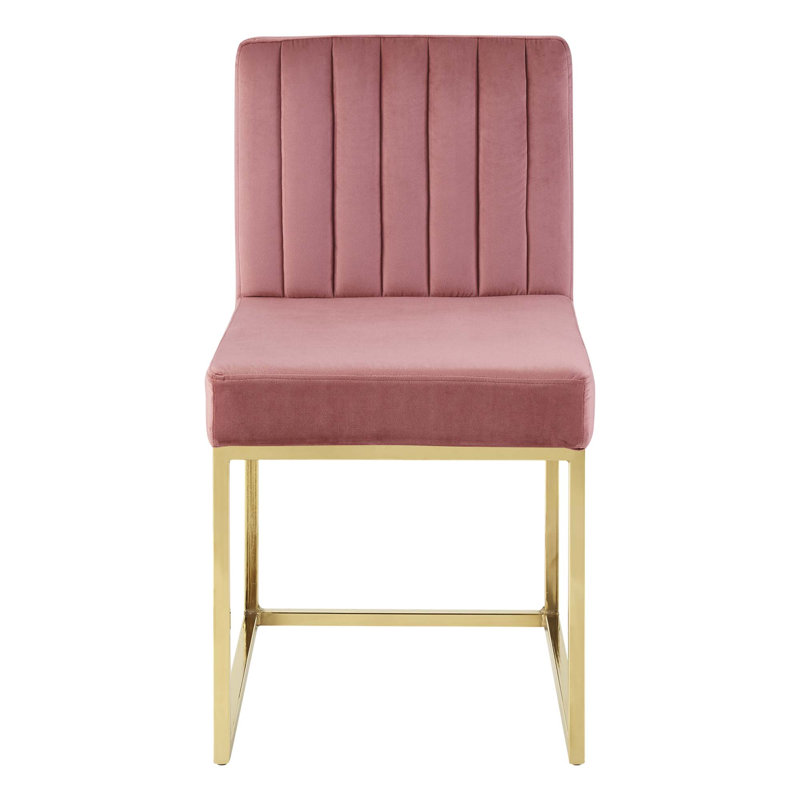 Chaise de salle à manger rembourrée en tissu Carled, Or, 1, Vieux rose