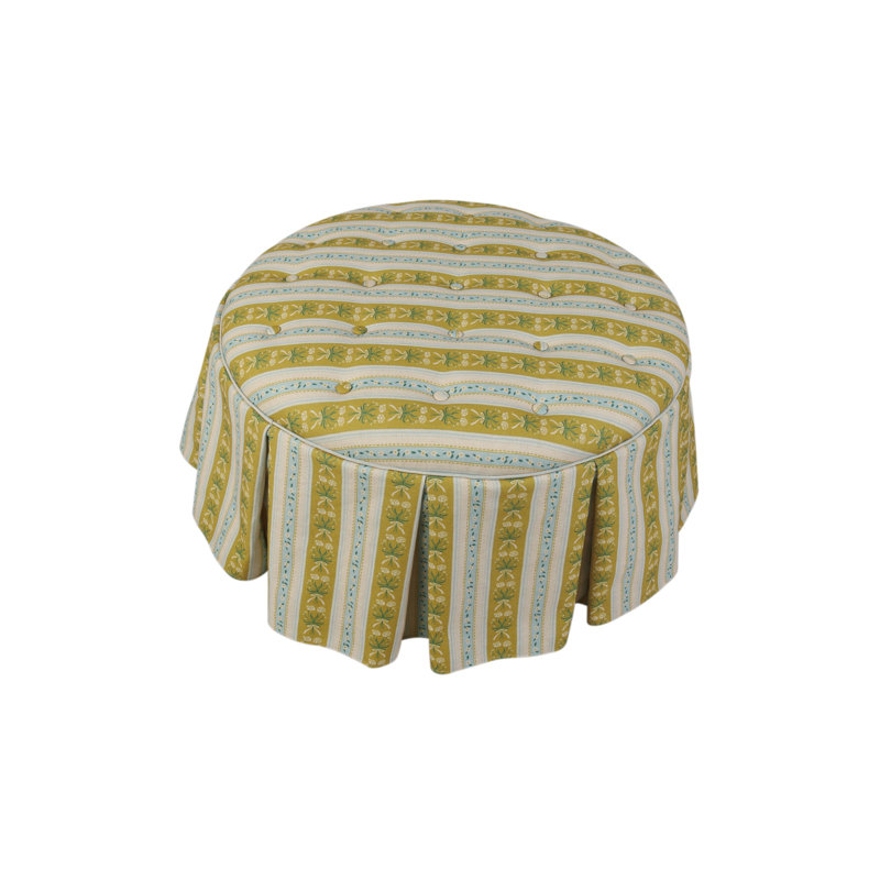 Tabouret rayé capitonné à jupe en tissu et pin