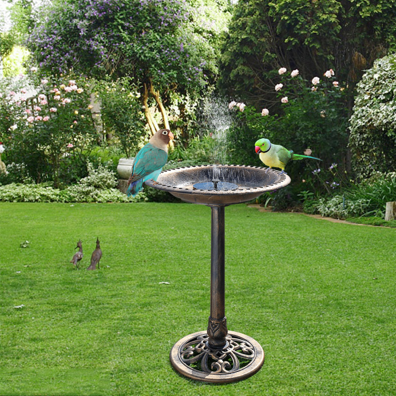 Armance Resin Single Tier Birdbath, Brown