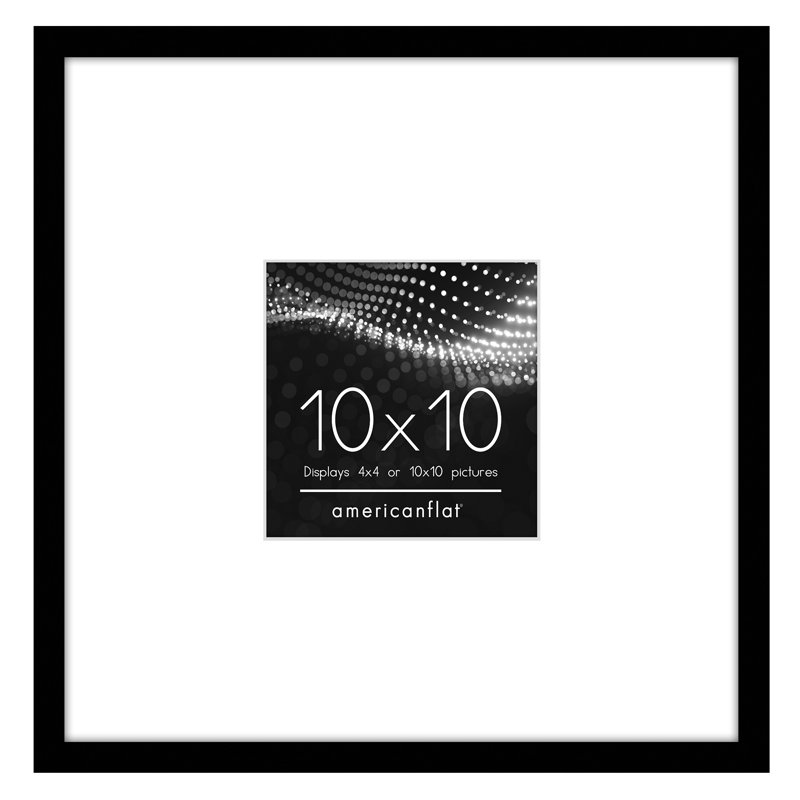  Cadre 10 x 10 po - Utiliser comme cadre 4 x 4 avec passe-partout ou cadre 10 x 10 sans passe-partout - Cadre photo fin avec verre incassable - Noir