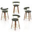 Tabourets de bar pivotants en similicuir 26 po avec pieds en bois courbé (ensemble de 4)-733603207