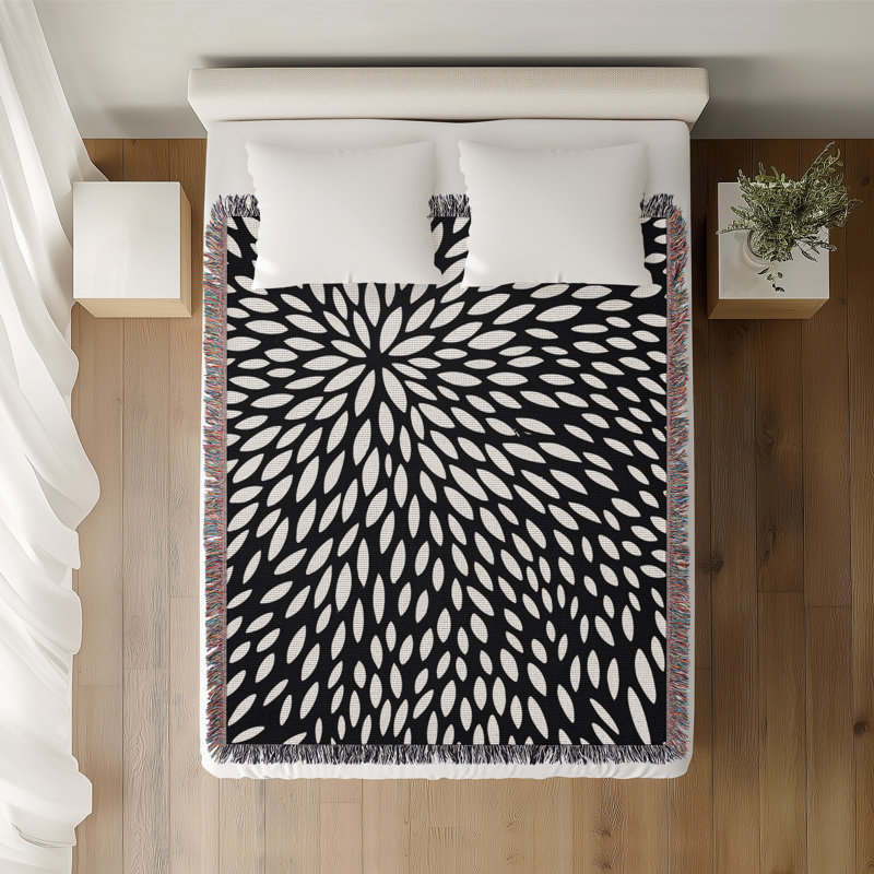 Jeté en coton Addy, 50x60, Noir