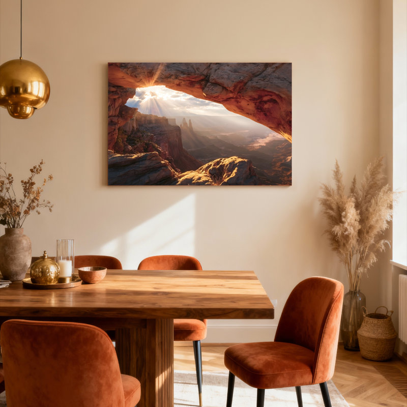 Ensemble de 1 tableau sur toile tendue représentant l'arche de Sunset Canyon, H 24 po x l 36 po