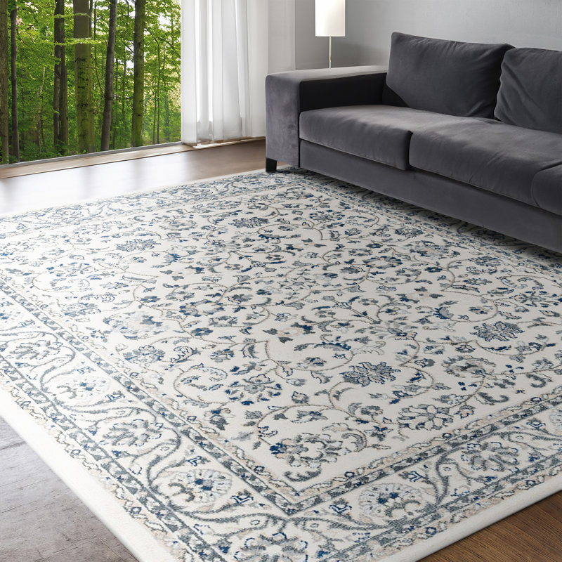 Crème oriental Briele | Bleu | Gris | Tapis beige, Rectangle 5 pi x 7 pi