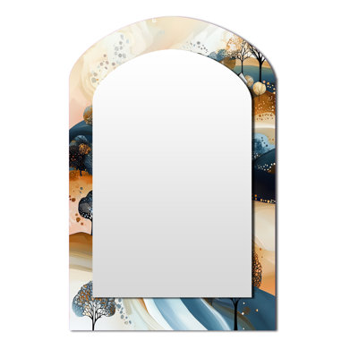 Beige et bleu Minimalisme Explosion Landscape I - Miroir mural moderne