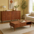 59“ And 47.2” Walnut Furniture Sets, Including A Carved Sideboard And A Solid Wood Coffee Table