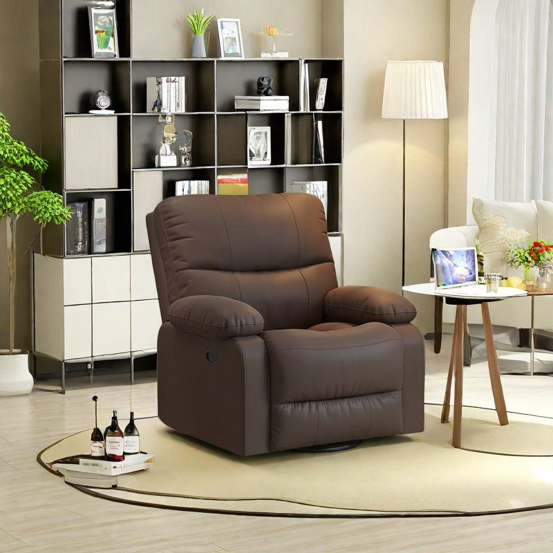 Fauteuil inclinable pivotant en faux cuir Stepha, Brun