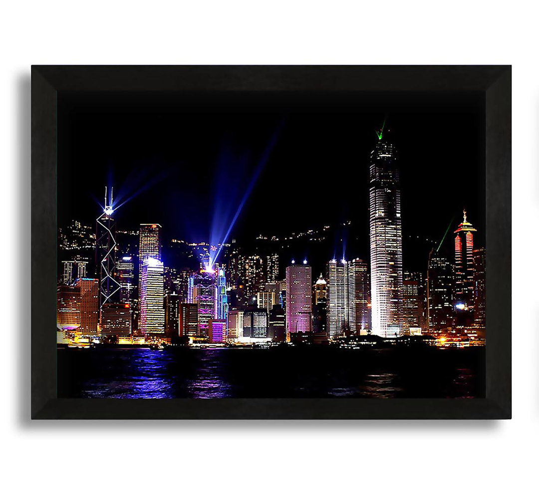 Gerahmtes Leinwandbild Hong Kong Skyline