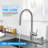 Single Handle Pull-Down Kitchen Faucet with Dual Spray, Swivel Spout in Brushed Nickel