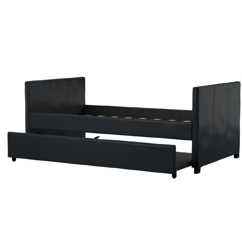 Lit de jour simple avec couchette Perley, Noir