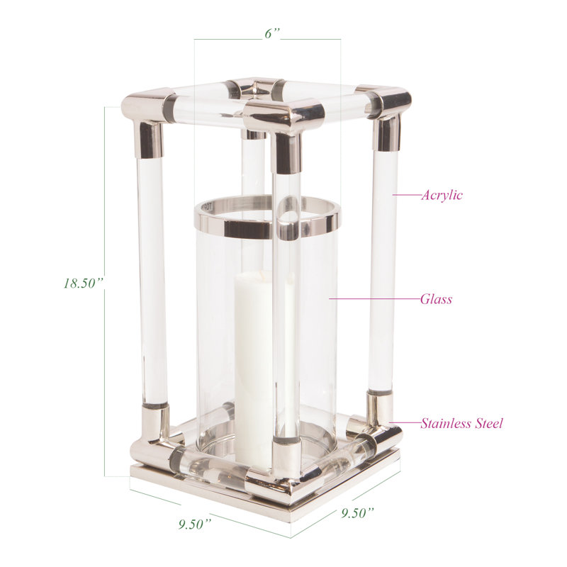 Lanterne en verre/acier inoxydable