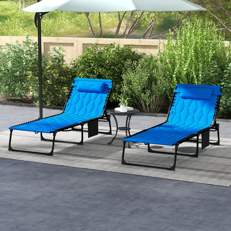 Vincenza Outdoor Metal Chaise Lounge, Sky Blue, 1