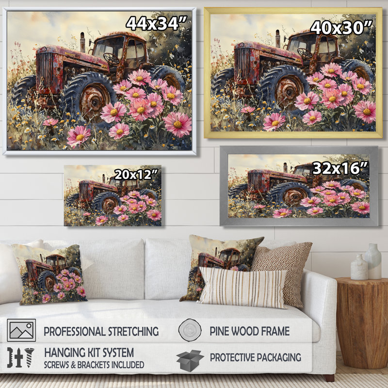 Dubravka - Floral Large Wall Decor, Single Picture Framed Print, 30" H x 40" W, Black