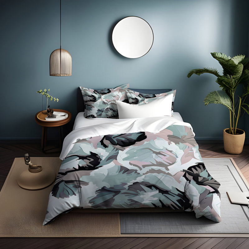 Floral Duvet Cover, King Duvet Cover + 2 King Shams