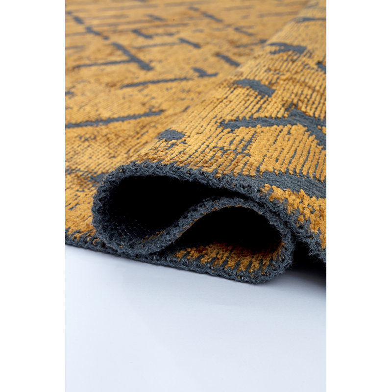 Orange Geometric Luxury Area Rug, Rectangle 7'10" x 11'2"