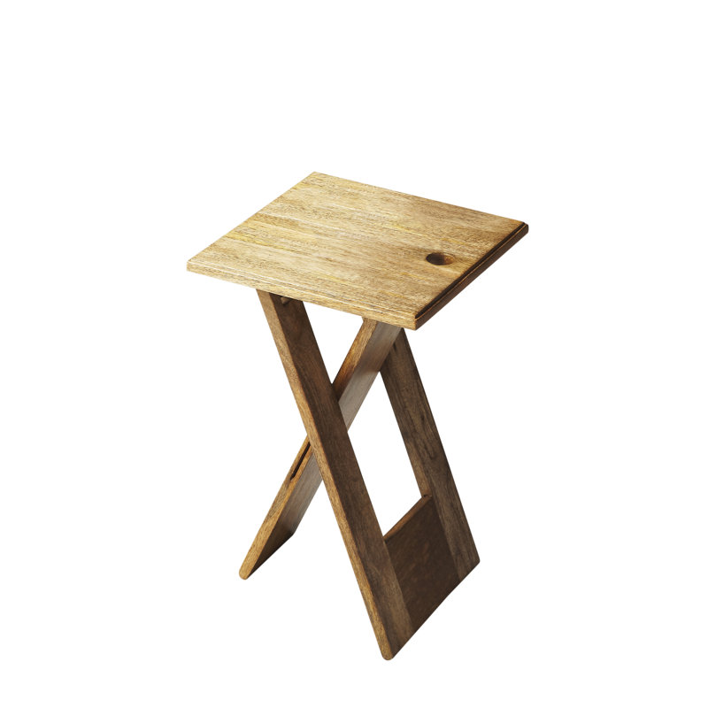 Mcallister Solid Wood Cross Legs End Table, Natural