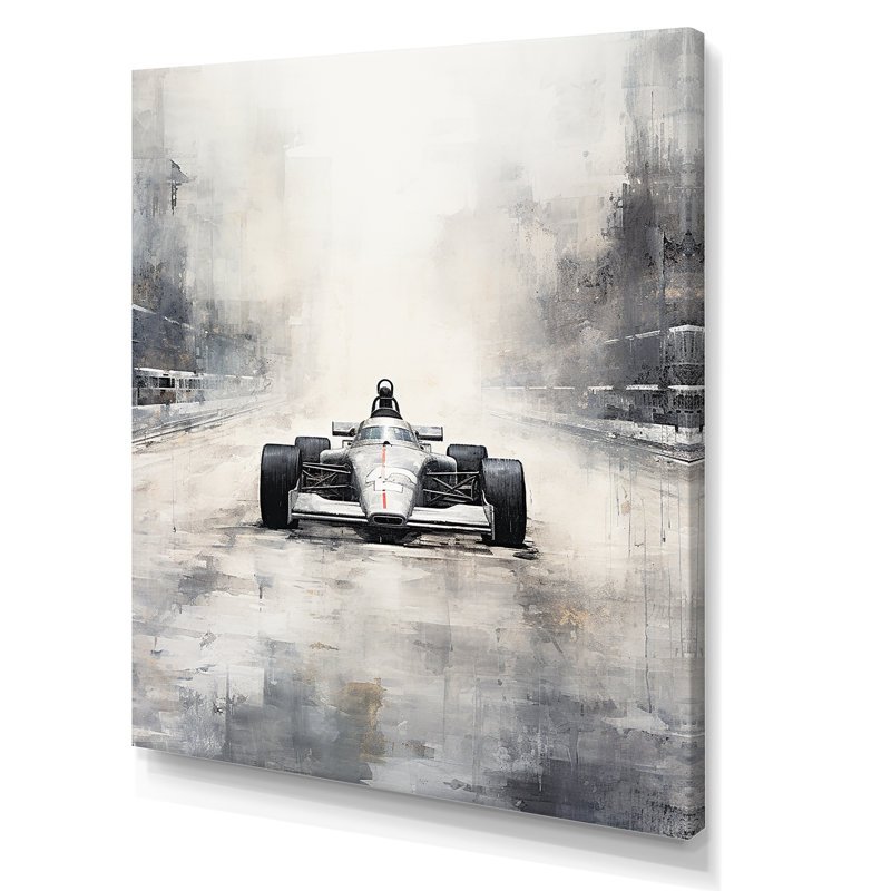 Gris, voiture de course rétro II, Toile tendue, 40" H x 30" W