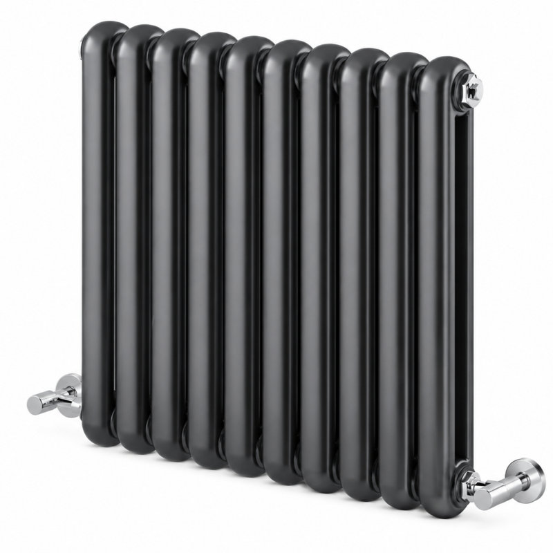Horizontal Oval Panel Radiators, 60 cm H x 62.2 cm W x 10 cm D, Grey