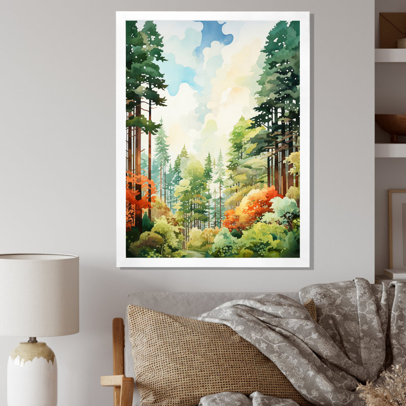 «Redwood Shimmering Tree Heights II», impressions sur toile, Cadre photo blanc, H 32 po x l 24 po x P 1 po