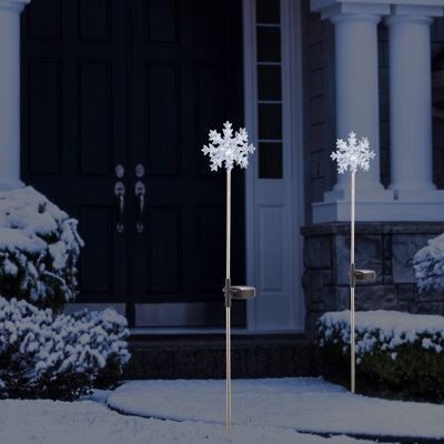 Solar 3D Snowflake Garden Lawn Stakes Lighted Display
