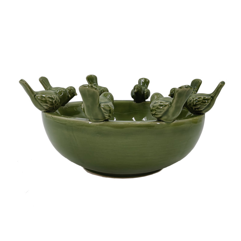 BIRDS ON A BOWL, GREEN