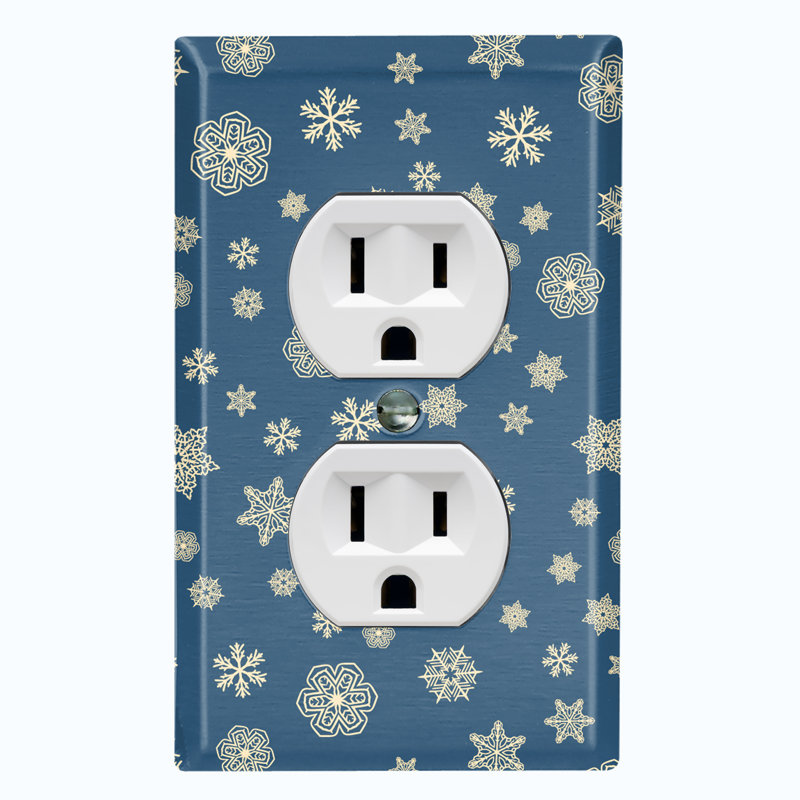 Christmas Blue Snow Flakes Holiday Themed 1 - Gang Toggle Light Switch Standard Wall Plate, 4.5" H x 4.56" W x 0.15" D