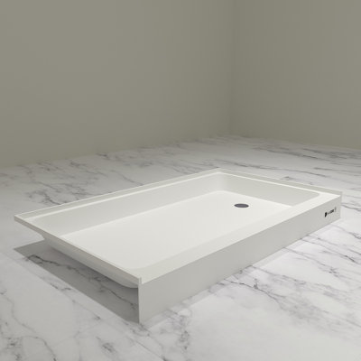 36 x 60 - Drain à droite - Seuil simple - Base de douche en acrylique