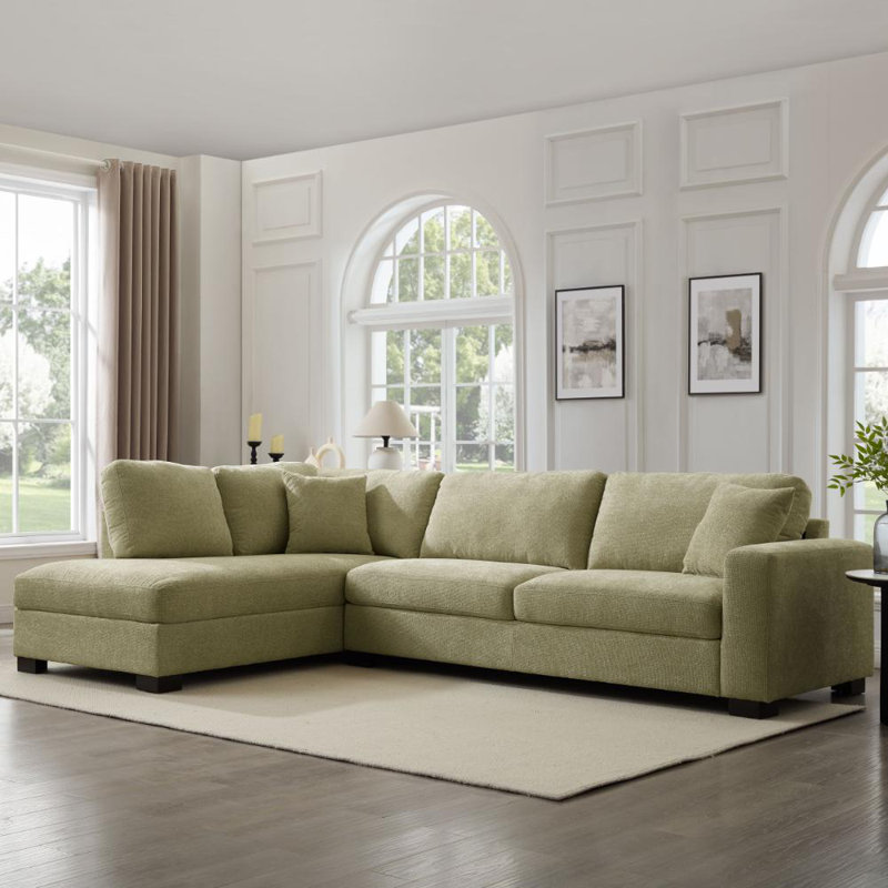 Tristan Corner Sofa, Left Hand Facing, Green Chenille