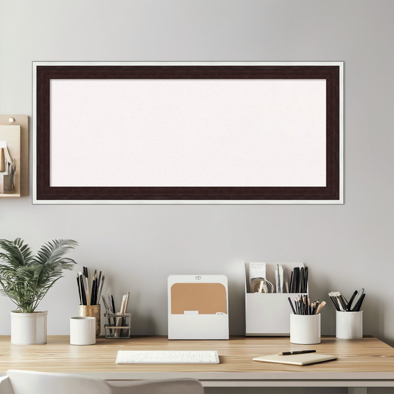 Maya espresso avec cadre argenté, tableau blanc en liège, tableau d'organisation, tableau d'affichage, Blanc