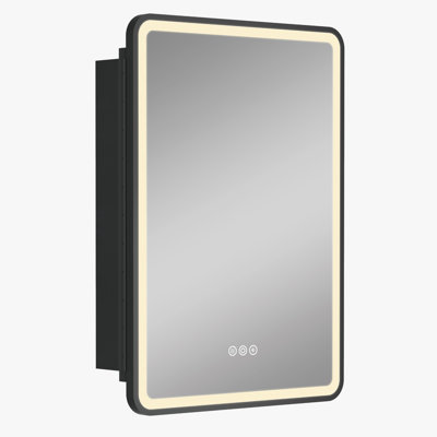 Aris Series 16 In. W X 24 In. H Rectangular Lron Medicine Cabinet With Mirror, Wall Mount/recessed Installation