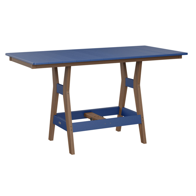 Berlin Gardens Harbor 72″ Rectangular Bar Table, Antique Mahogany, 35.5" H x 66" W x 33" D, Pacific Blue