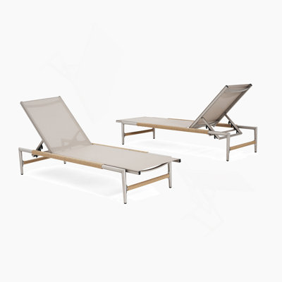 Hargrove Outdoor Patio Aluminum Chaise Lounge, Set Of 2, Durable And Comfortable For Relaxing In Any Outdoor Space