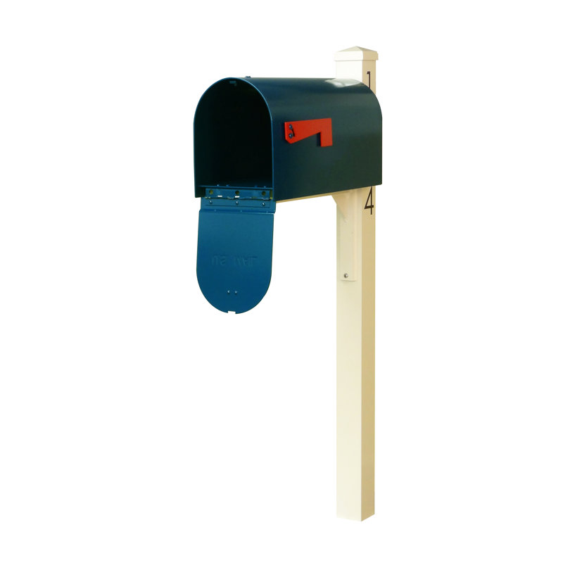 Rigby Curbside Post Mounted Mailbox, Blue