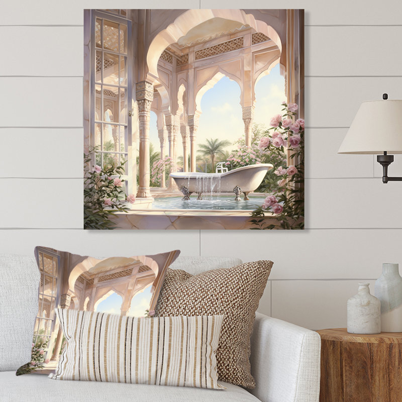 «Bathroom Oasis V - Nursery Teddy Bear's», art mural en métal, H 36 po x l 36 po