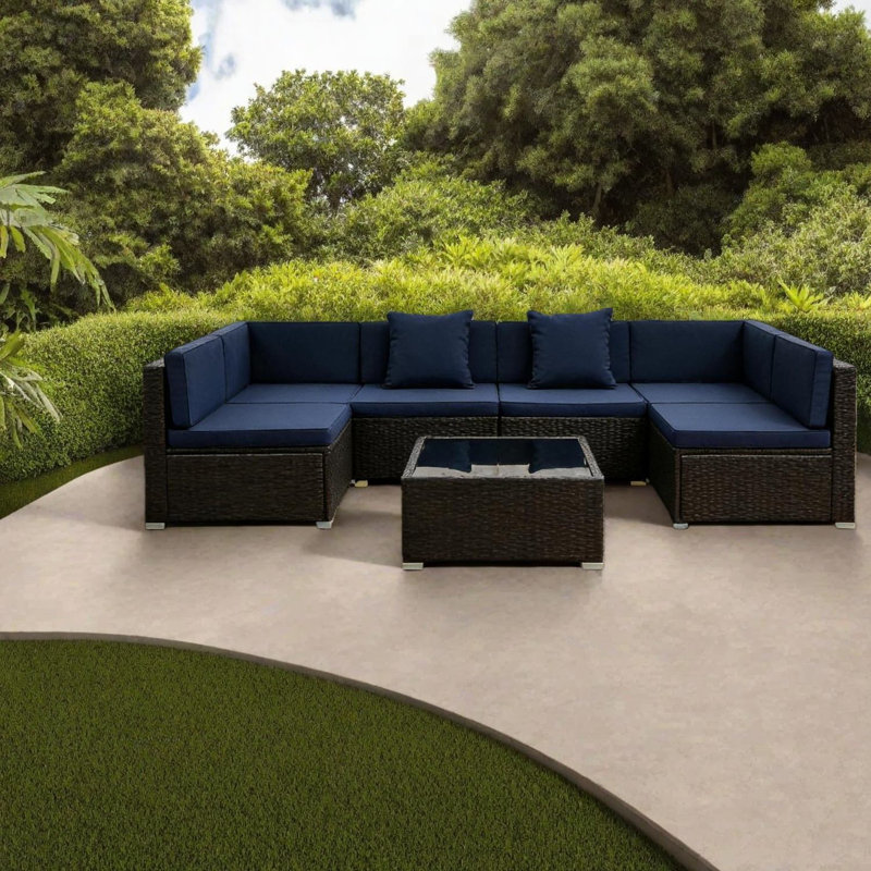 Ensemble de canapés de patio polyvalents, fabrication en acier de rotin, style moderne pour l'extérieur