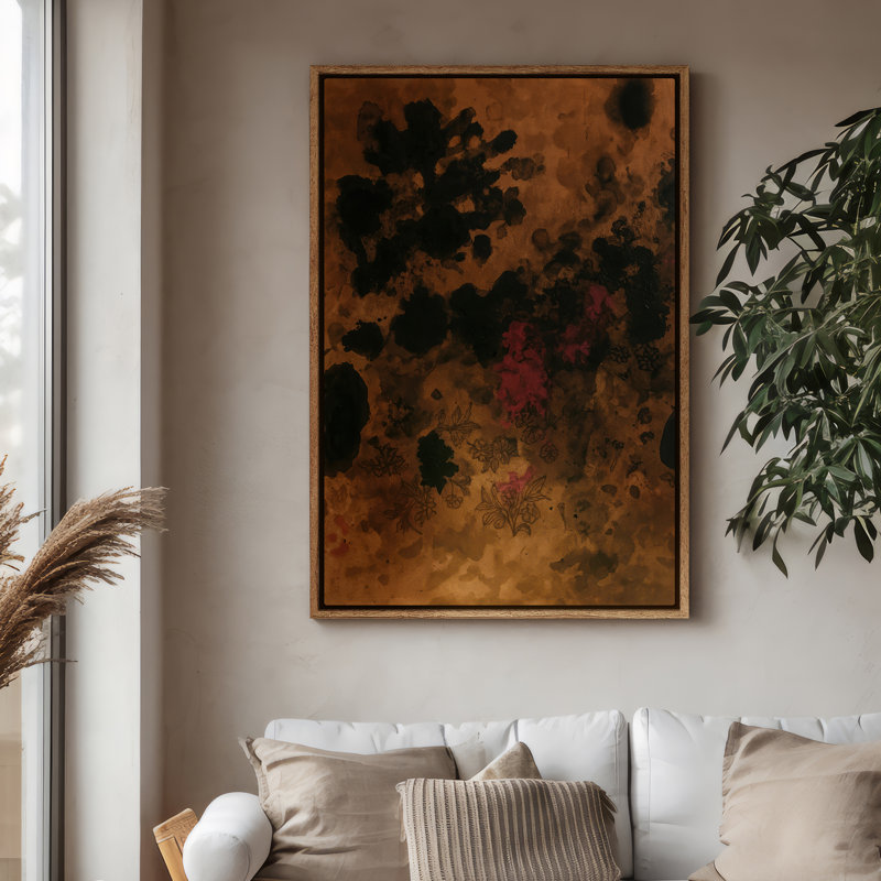 Art mural encadré, impressions murales abstraites rétro pour chambre à coucher - 16 po x 24 po, Naturel