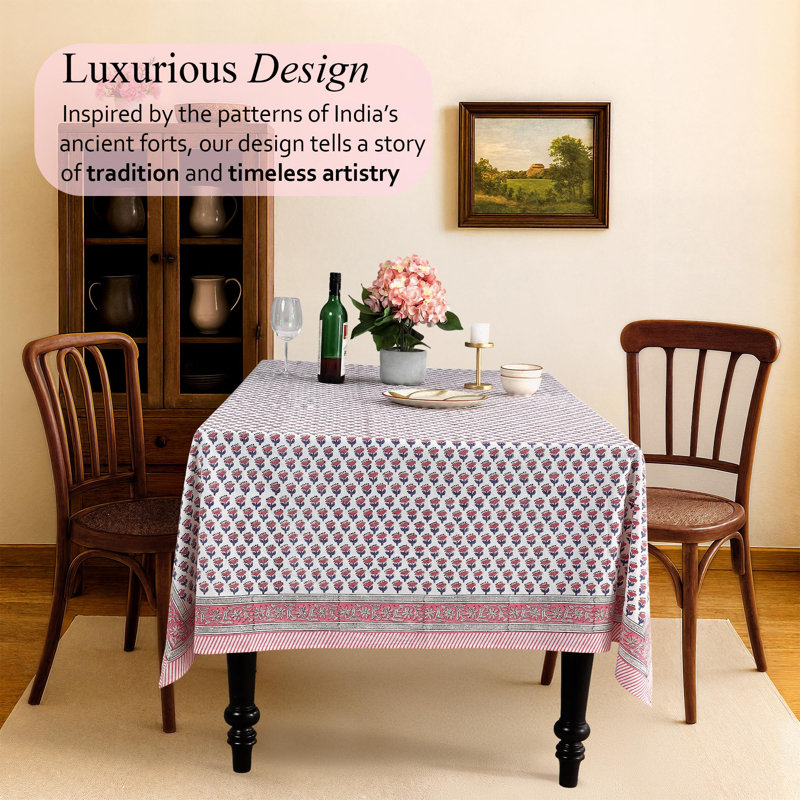 Nappe rectangulaire 100 % coton à imprimé saphir rose, 60 x 90 pouces