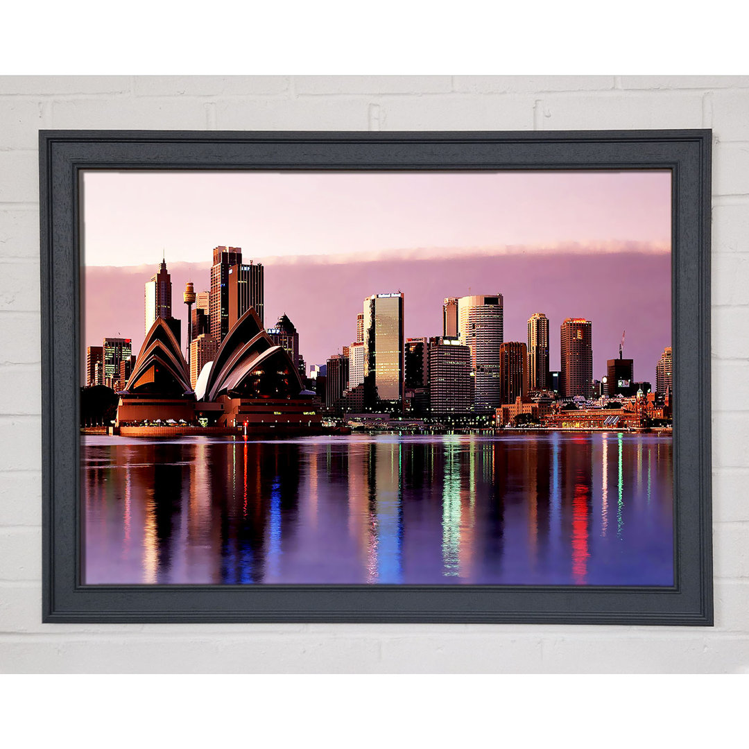 Gerahmtes Poster Sydney Harbour Opera House Atemberaubende Rosa Reflexionen