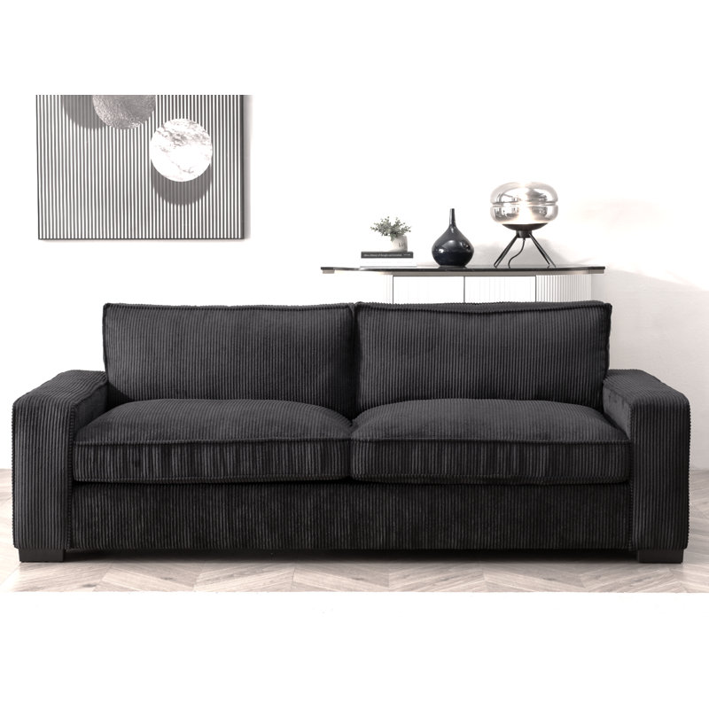 Kulpmont 79.5'' Corduroy Sofa, Black