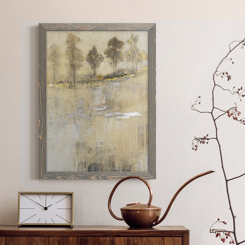 Toile encadrée de qualité supérieure Cloake In Mist II - prête à être accrochée, H 28 po x l 38 po x P 1 po, Cadre gris