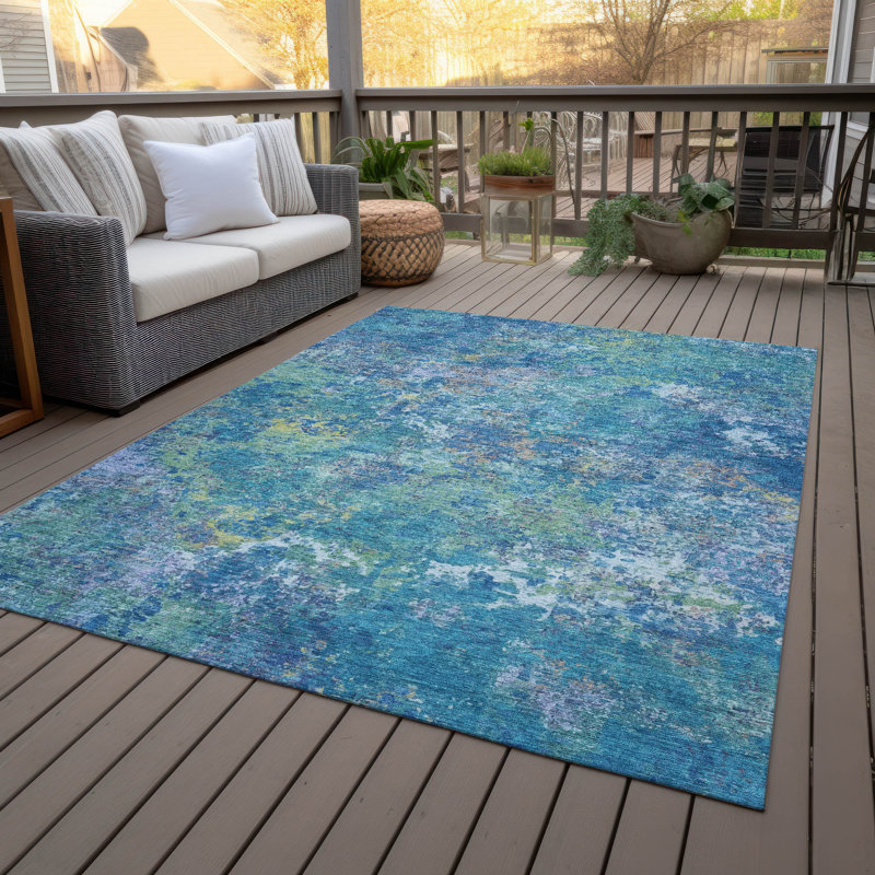 Machine Washable Indoor/Outdoor Labon ACN2166 Abstract Rug, Rectangle 10' x 14'