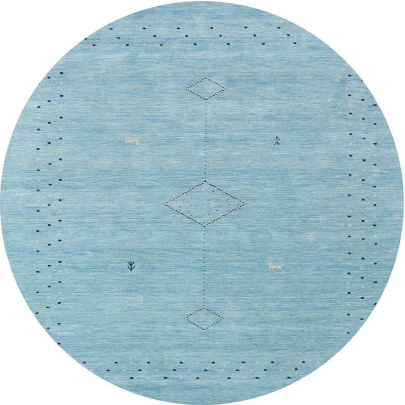 Tapis abstrait bleu, Rond 4 pi