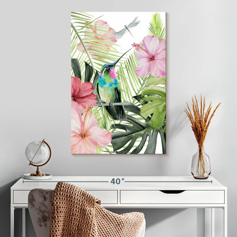 Brampt Hibiscus And Hummingbird II, 30" H x 20" W