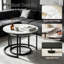 Ensemble de 2 tables basses rondes gigognes, table d'appoint effet marbre avec pattes réglables pour l'intérieur et l'extérieur-136084056-136084057
