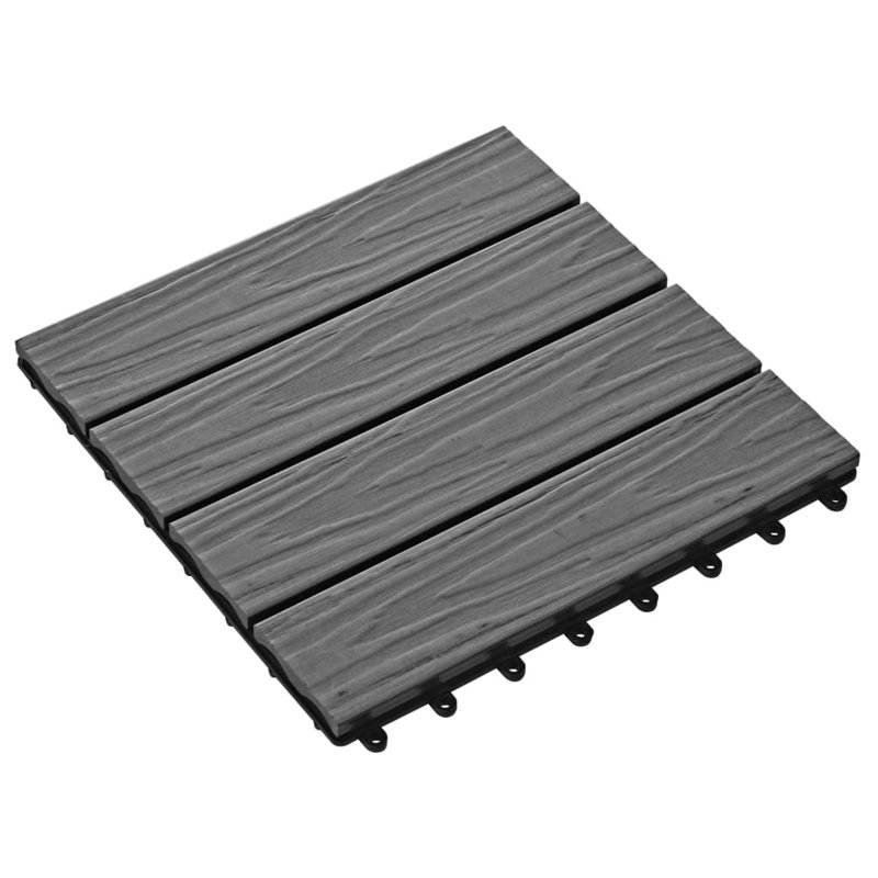 Carreau de terrasse à emboîtement VidaXL WPC embossé profond 1 m², Gris